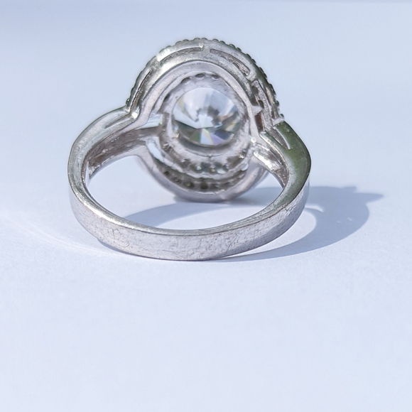 Vintage sterling silver circle ring rhinestone ring 925 - Picture 7 of 8